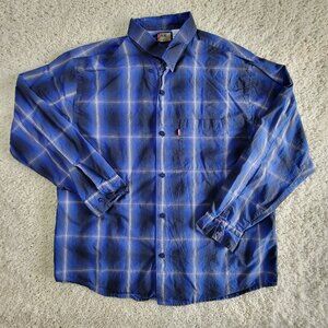 Levis Red Tab Shirt Mens XLarge Blue Plaid 2001 Long Sleeve Button Down Shirt